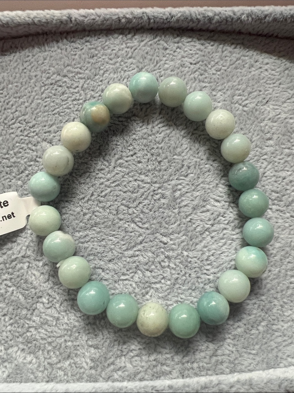 Beaded Amazonite 8mm Stretch Bracelet in Pale Aqua